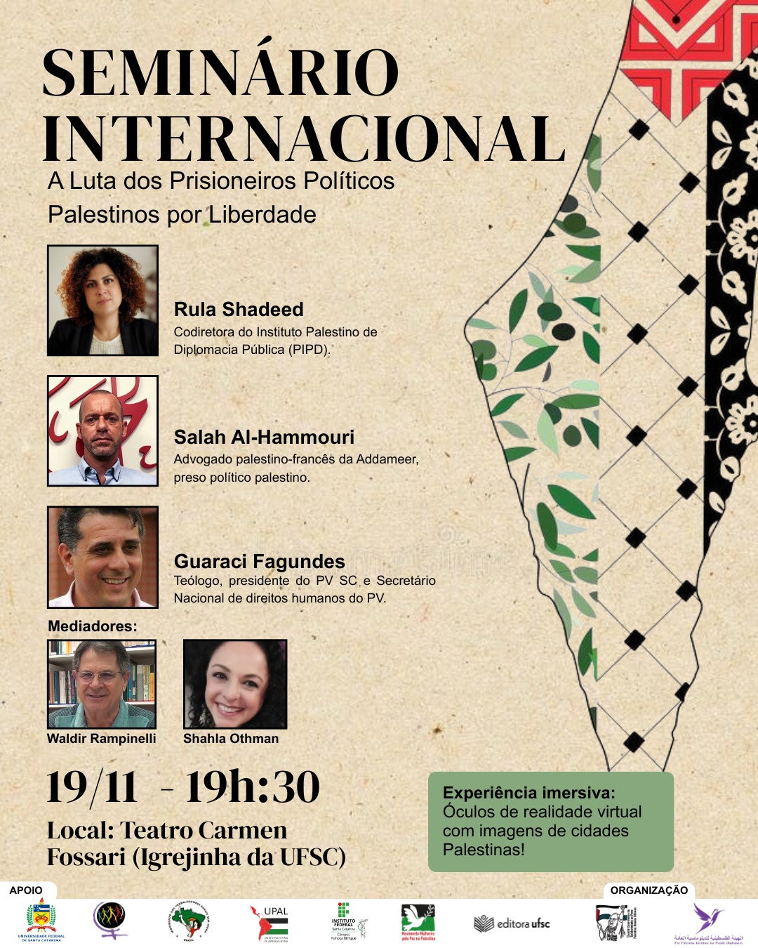 Seminário Internacional “A Luta dos Prisioneiros Políticos Palestinos pela Liberdade” @ Teatro Carmen Fossari